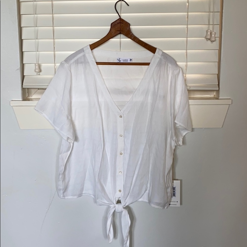 Short Waisted Tie Front Blouse